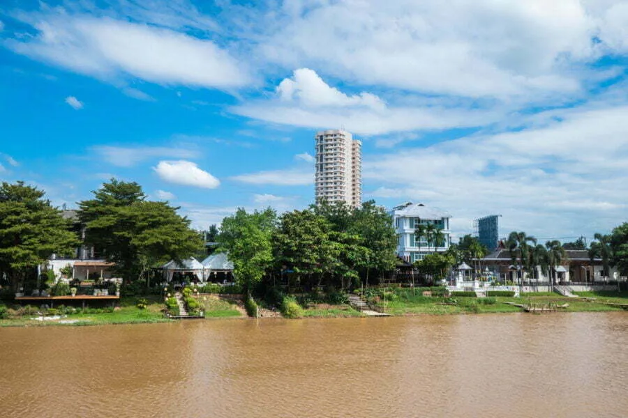 view of the ping river bank in chiang mai