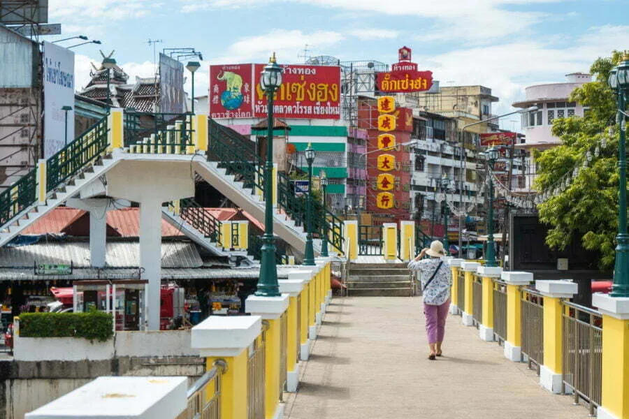 on the chansom memorial bridge chiang mai