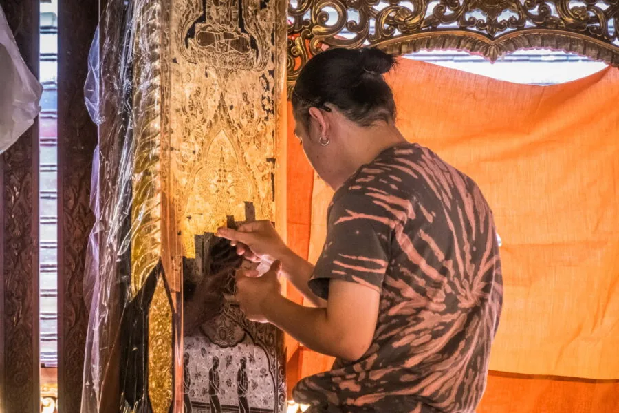 craftsman working at wat ram poeng - chiang mai