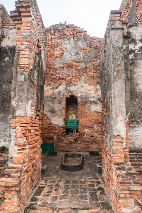 interior ruin of the wat chula manee phitsanulok temple