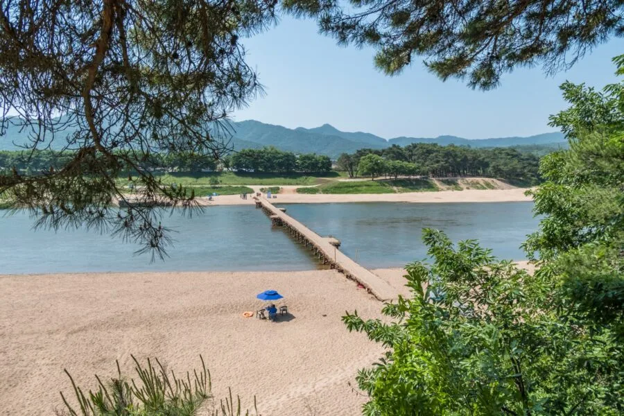 view of the bridge crossing the nakdong hahoe river