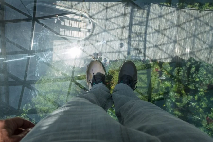 on the jewel glass bridge changi airport singapore