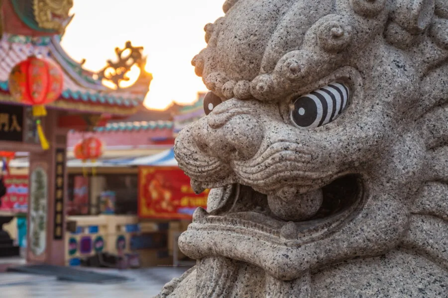chinese lion head - dragon descendants museum - suphan buri