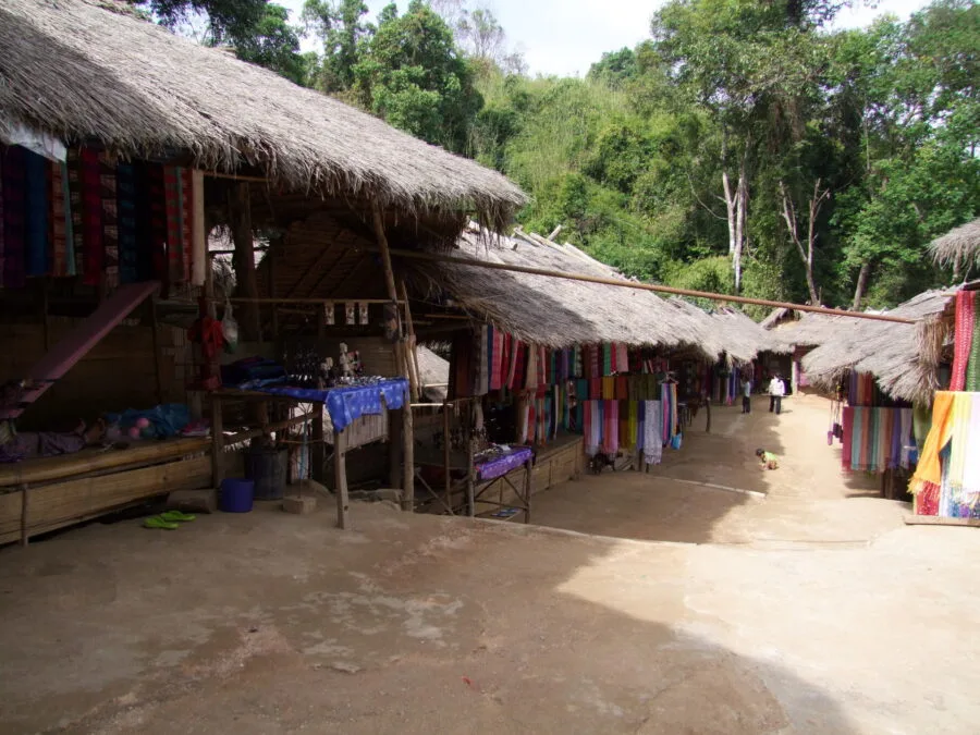 alignment of shops in tourist villages in northern Thailand