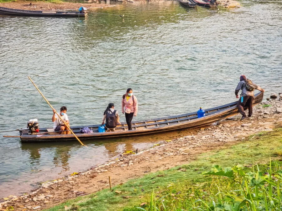 boat crossing to huay pu keng village
