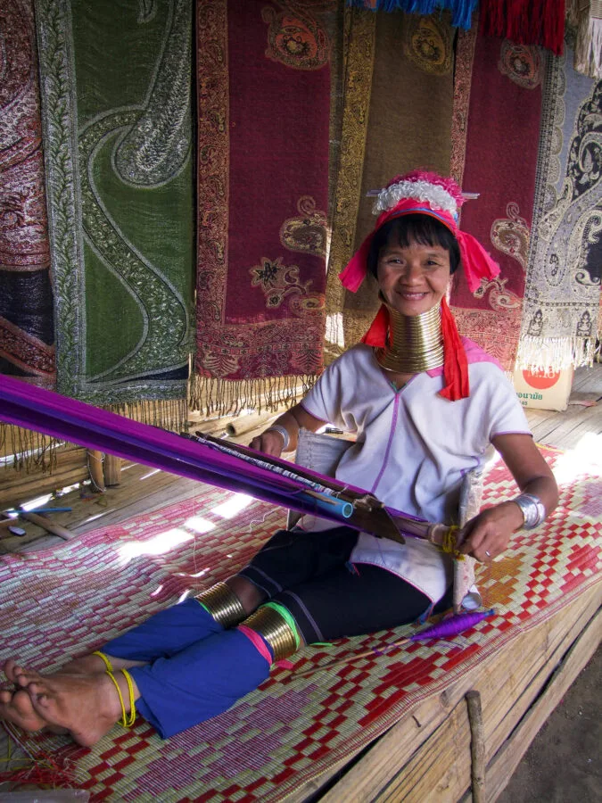 Padaung woman weaving northern Thailand