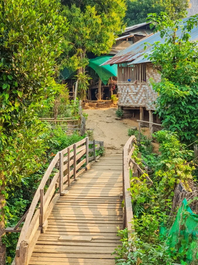 wooden bridge village ban huay pu keng