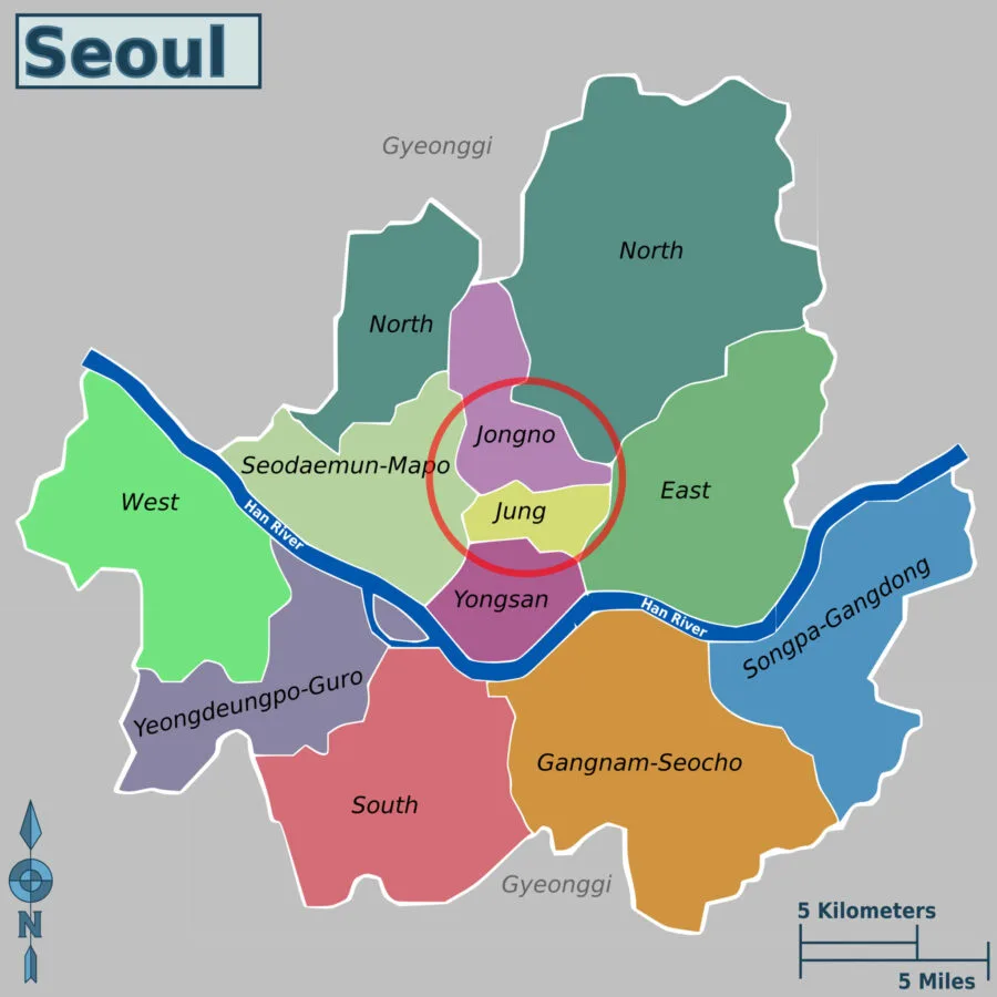 Seoul District Map - Red Target Hotels Zone