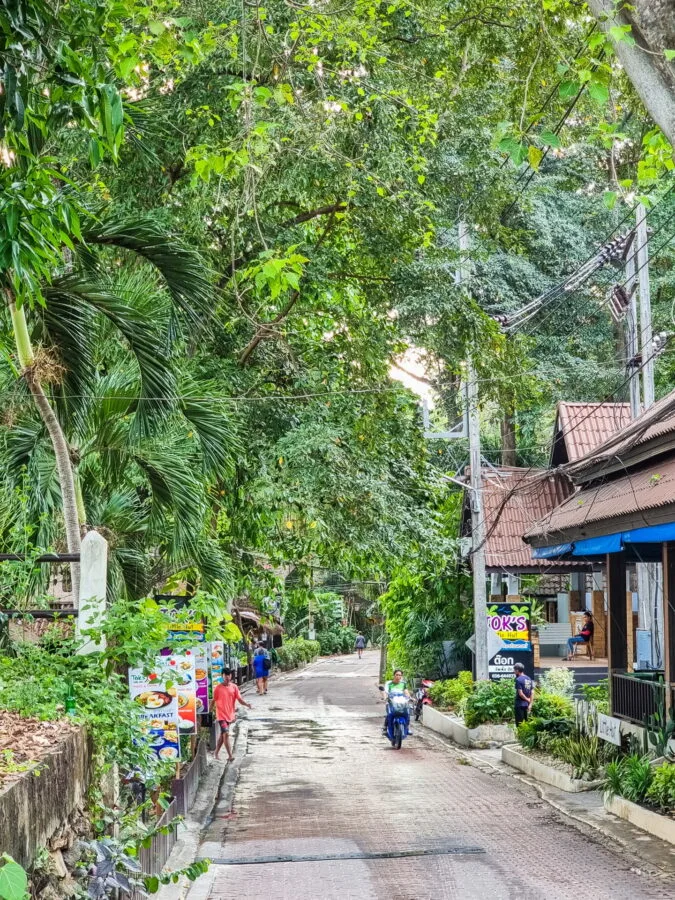 road in front of tok little hut ko samet