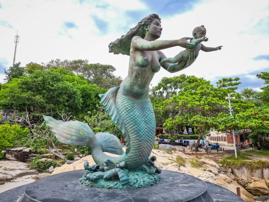 mermaid and child statue sai kaew ko samet
