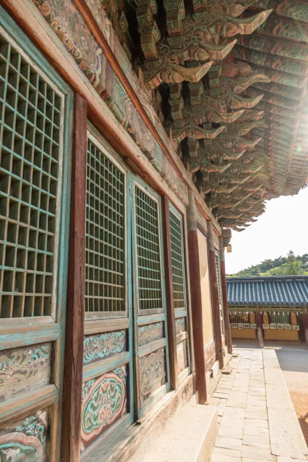detail facade hall daeungjeon bulguksa temple gyeongju