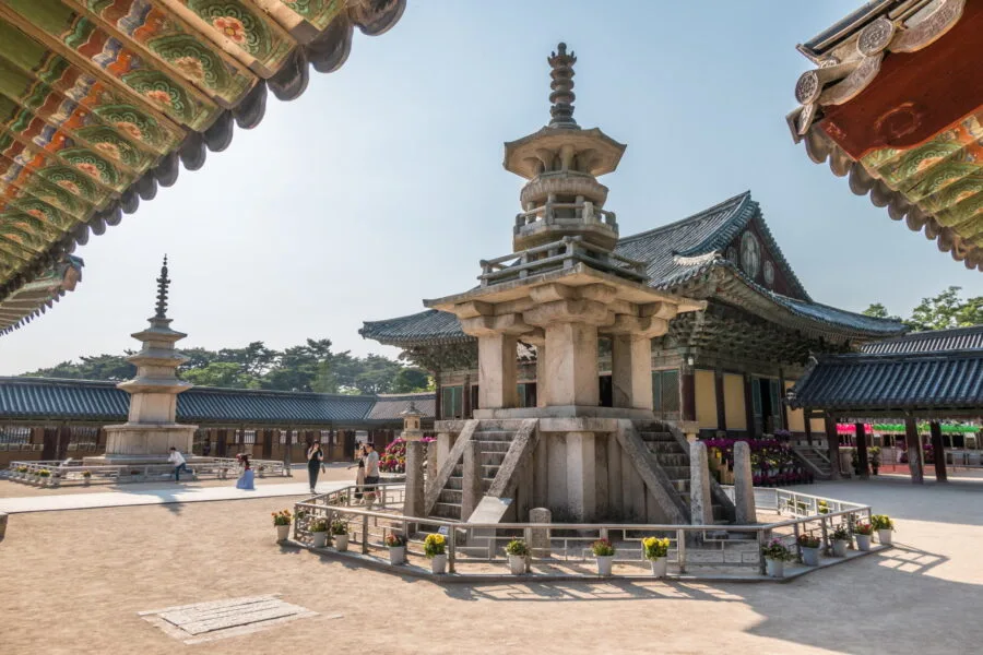 view main courtyard bulguksa temple gyeongju