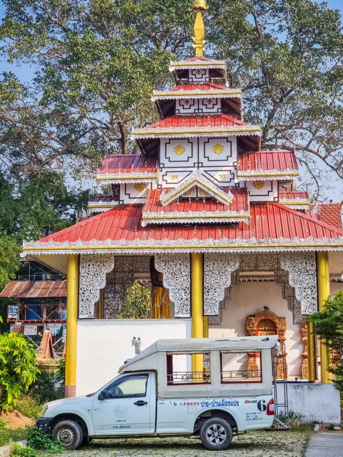 courtyard temple wat pa kham pai thailand