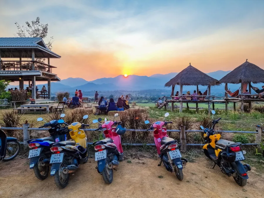 parking two huts pai thailand