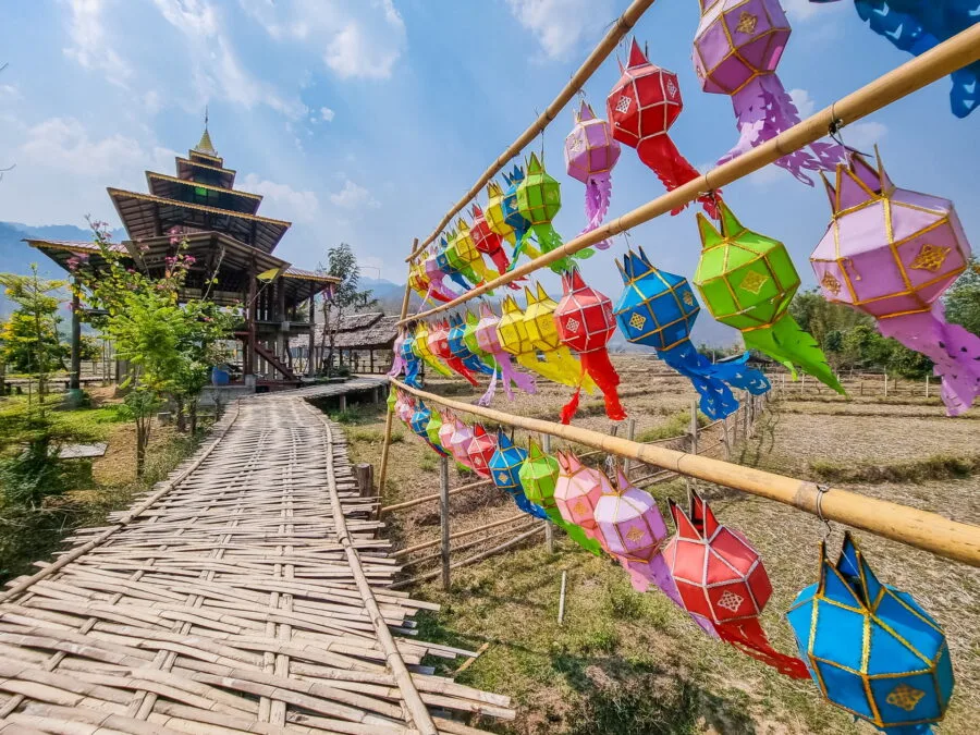 on the Kho Ku So Bamboo Bridge pai