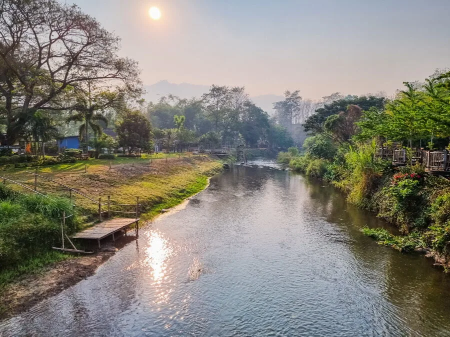 bamboo bridge view pai thailand