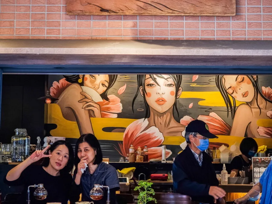 cafe with mural dihua street taipei