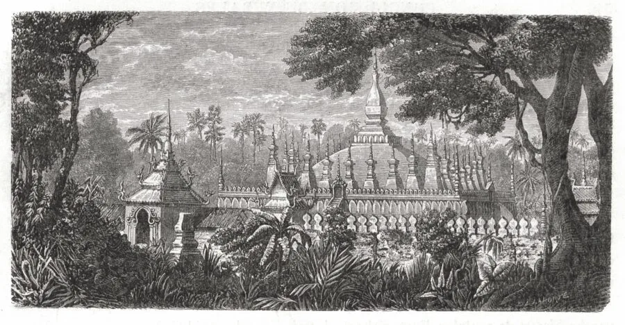 That Luang Vientiane engraving louis delaporte 1860s