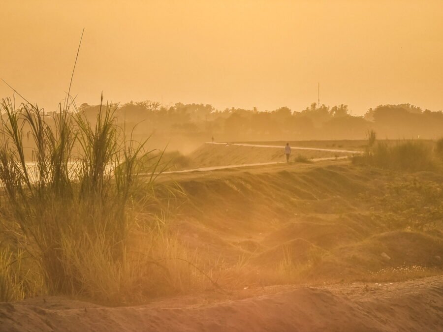 couché soleil rive mekong proche vientiane coff and farm