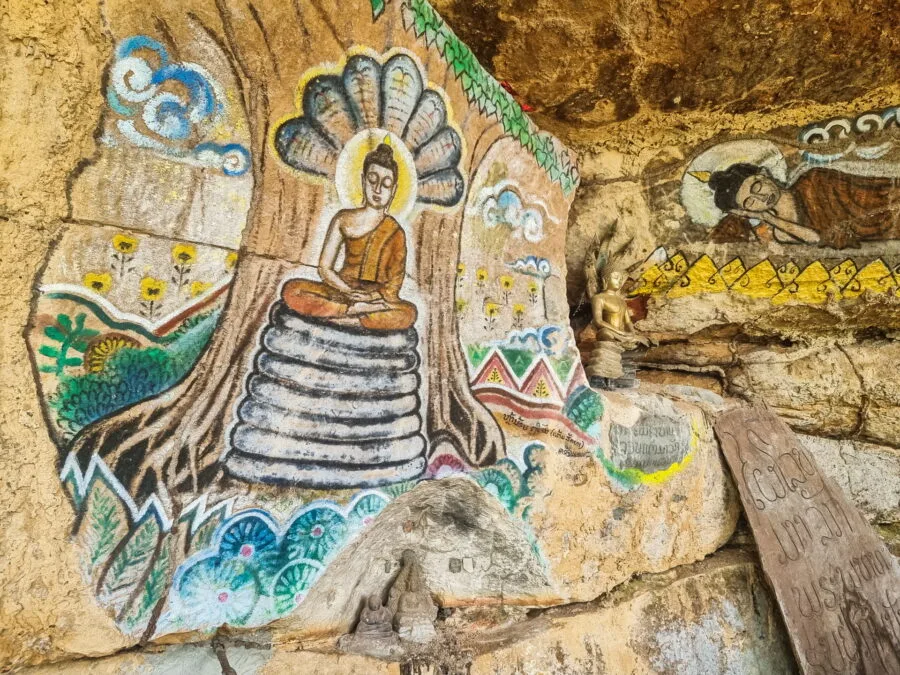 Buddha drawings, Phou Phanan viewpoints, Laos