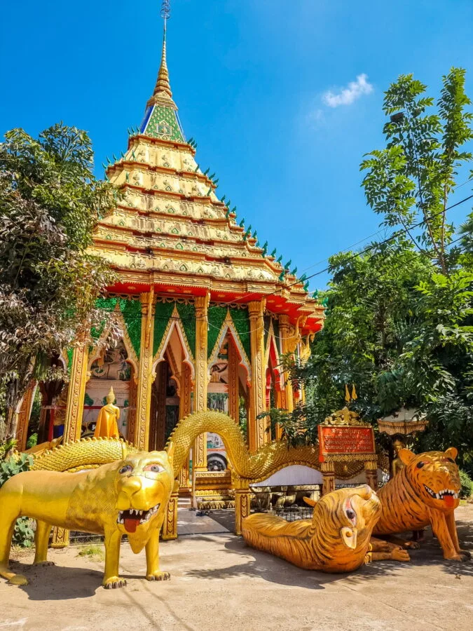 mondop and sculptures at vat ho pha near vientiane