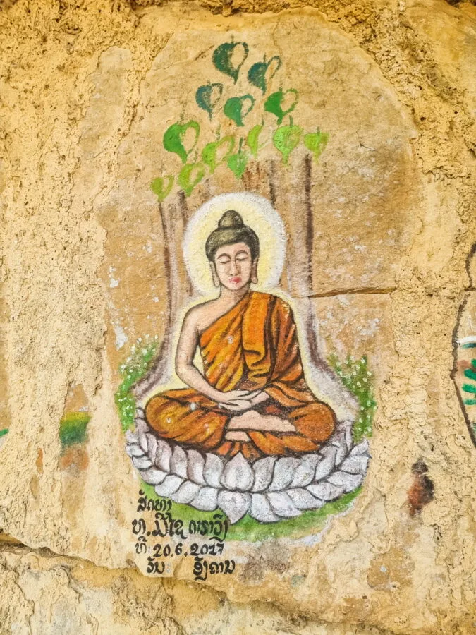 Buddha painting, Phou Phanan viewpoints, Laos