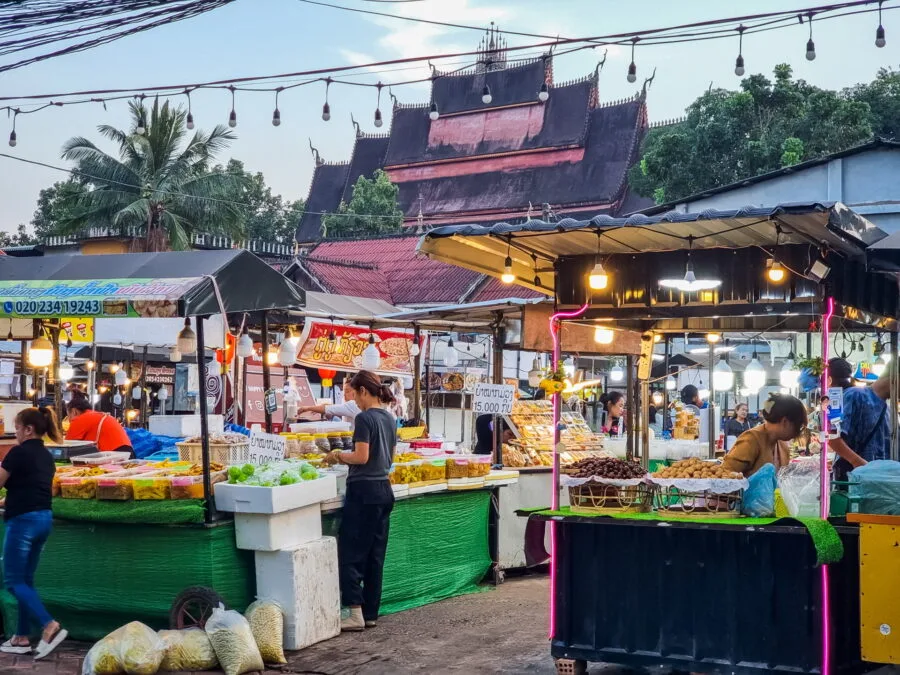 small evening market on Vientiane street