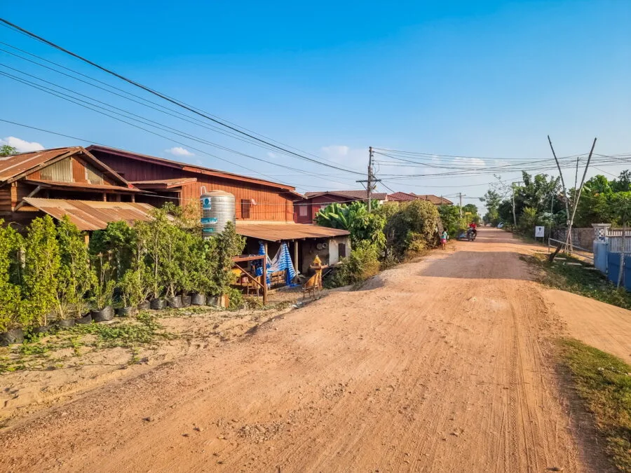 small road near coffee and farm laos
