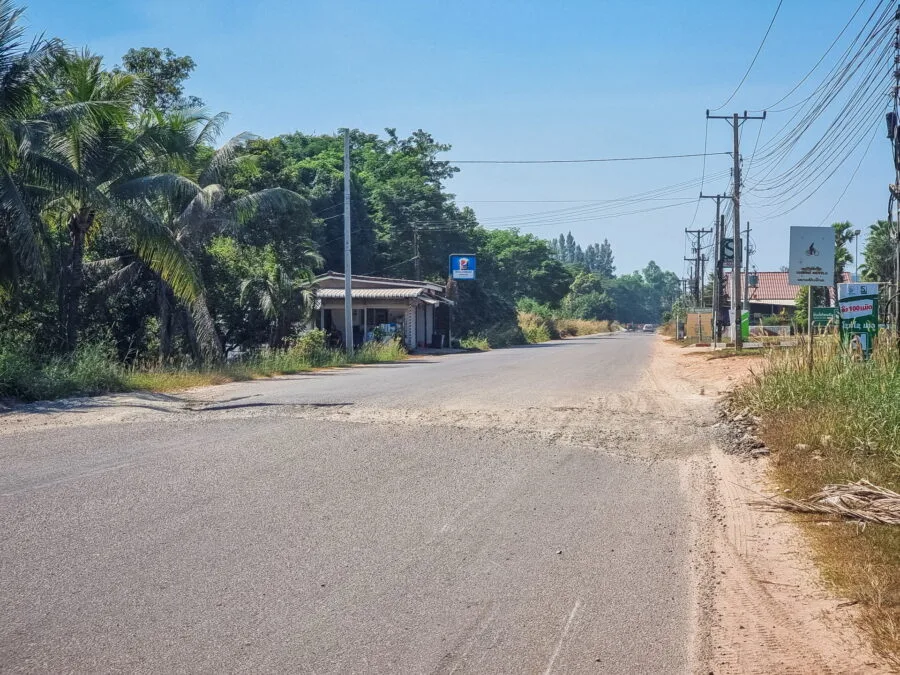 damaged road near Vientiane Laos
