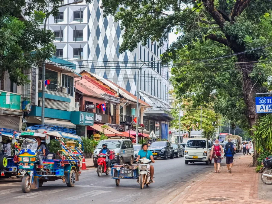 busy street of vientiane