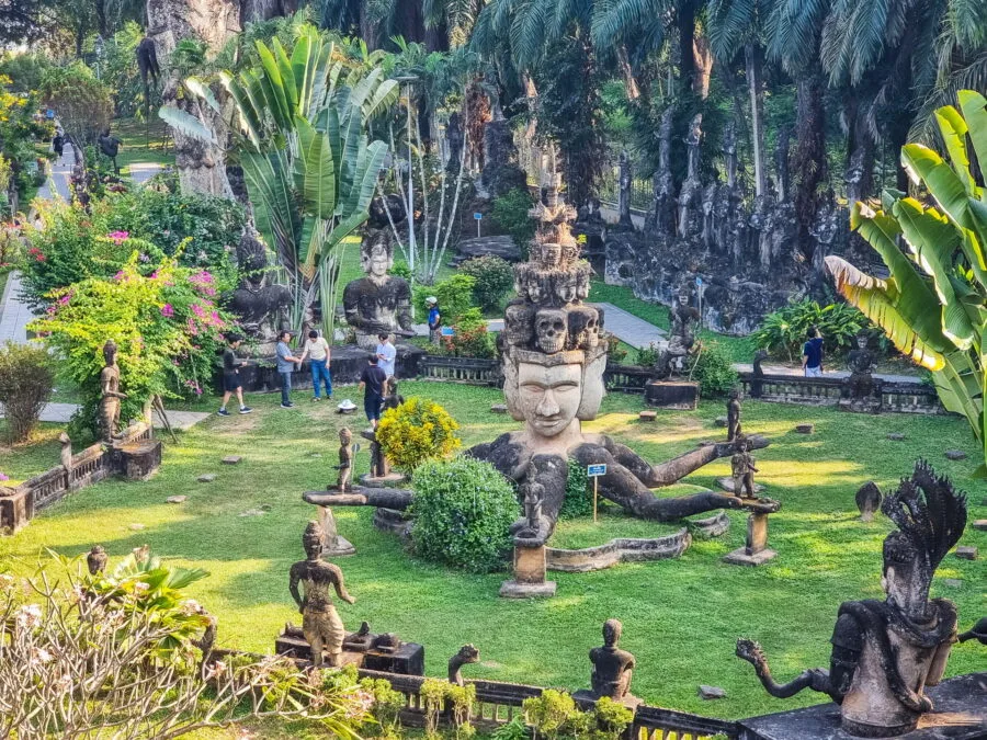 sculpture view from boule park buddha vientiane