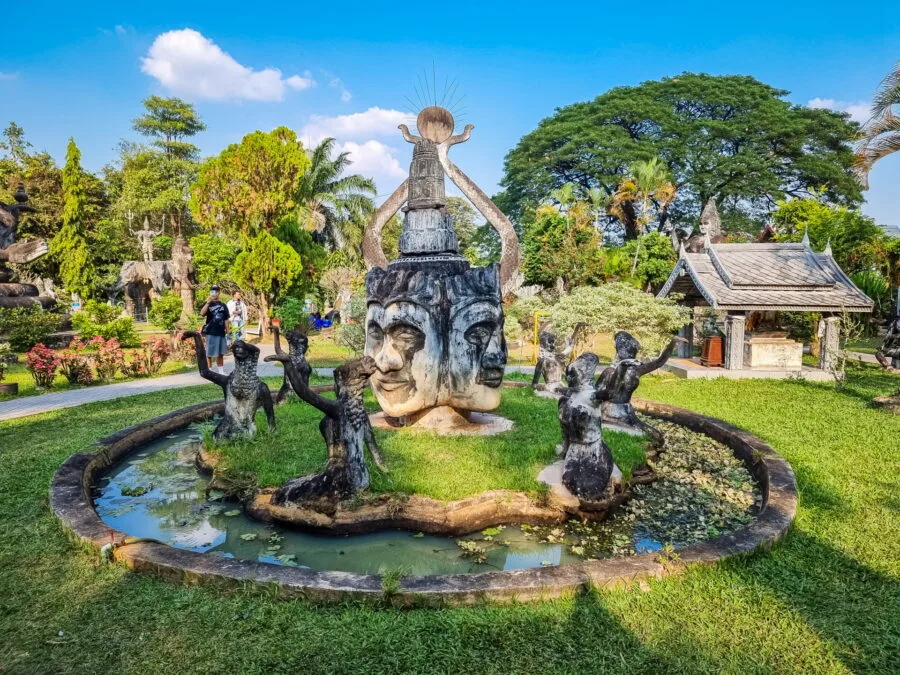sculpture in buddha park vientiane