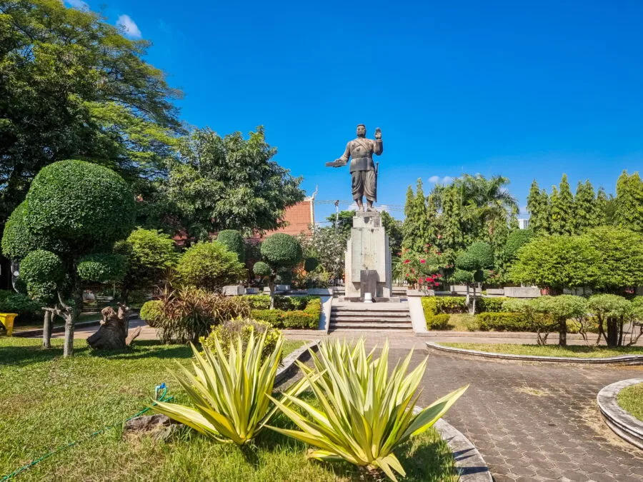Bronze statue of Laotian King Sisavang Vong Vientiane