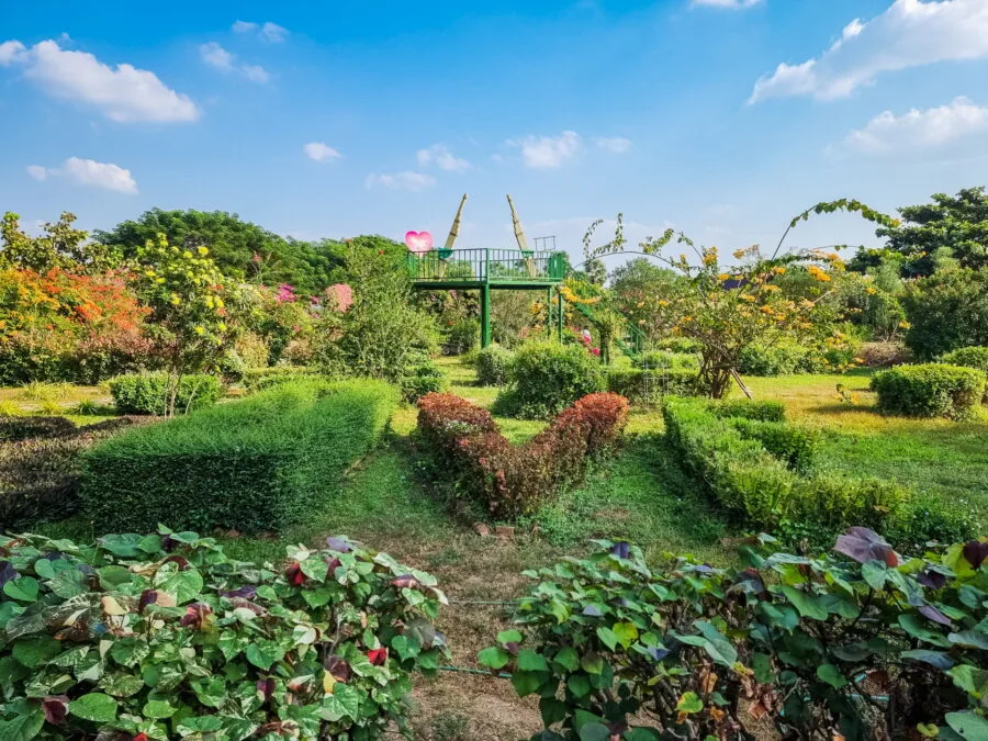 garden view behind buddha park vientiane