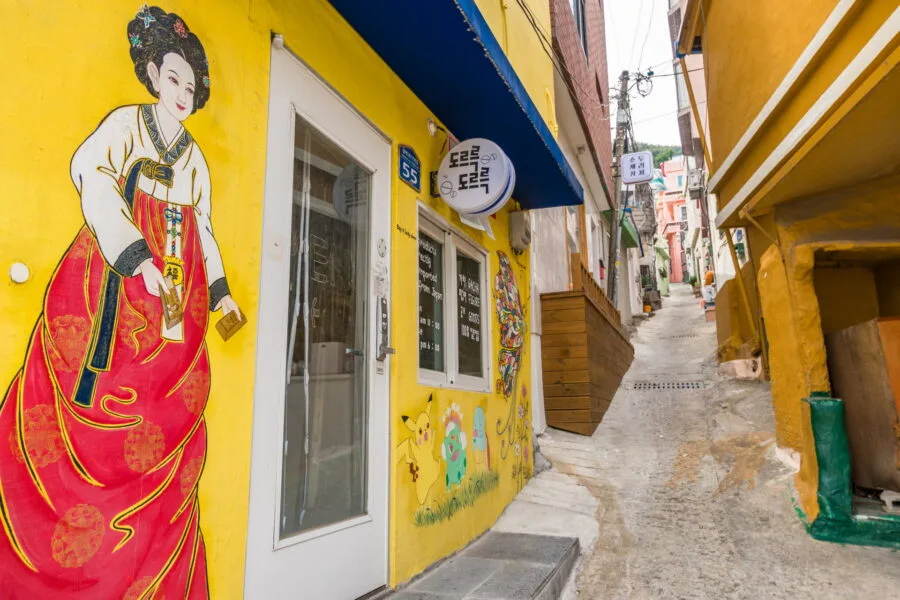 beautiful yellow alley gamcheon culture village busan