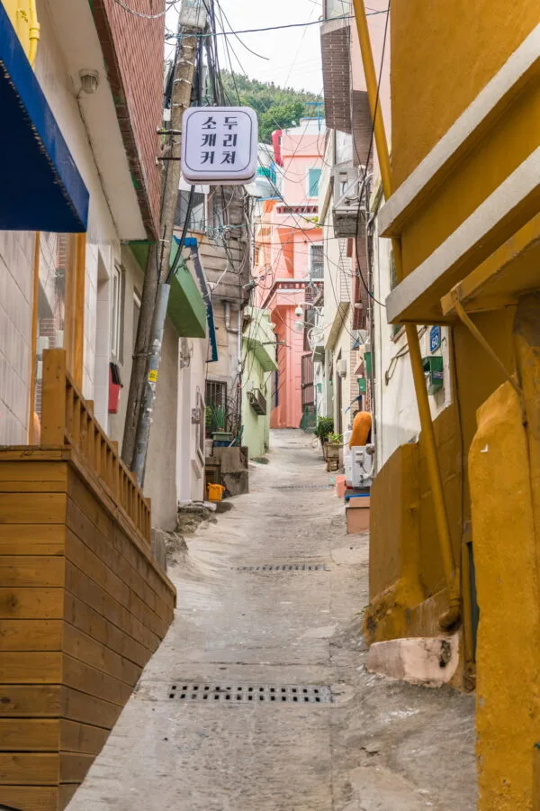 an alley in gamcheon culture village busan