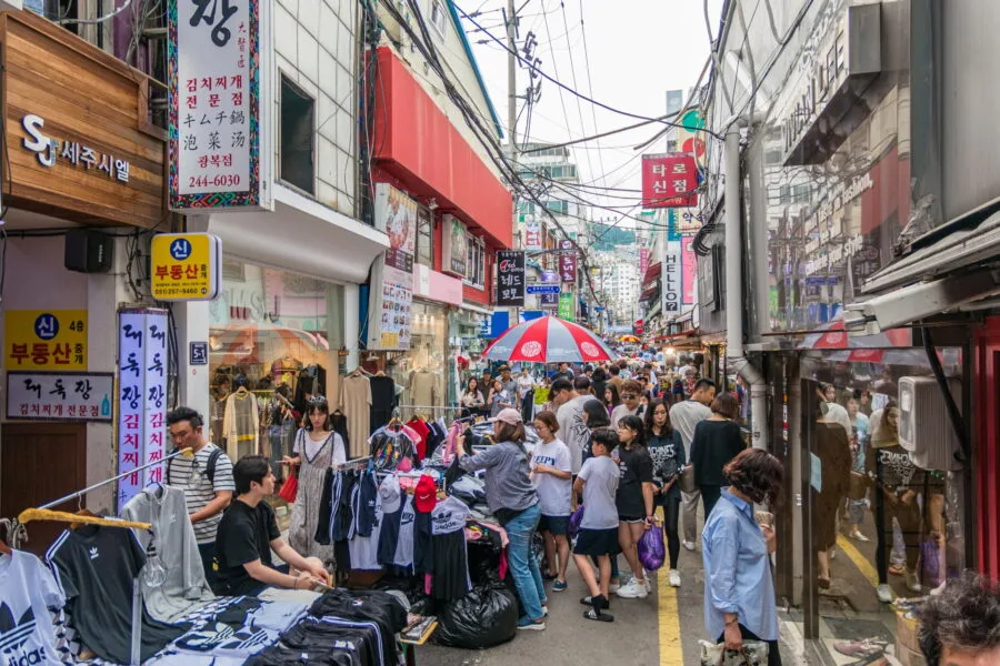 crowd small street Gwangbok-ro busan