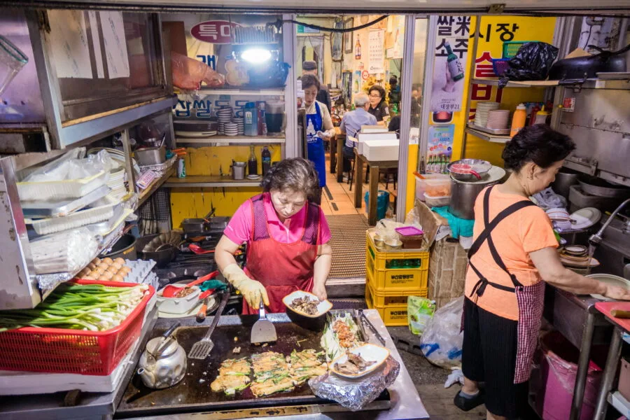 preparation haeundae pancake traditional market busan