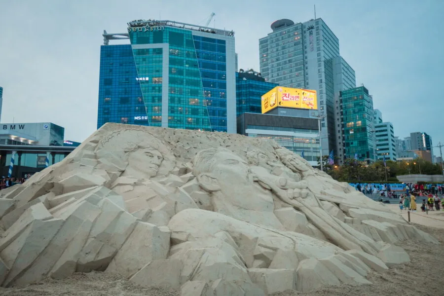 sculpture queen haeundae sand festival busan