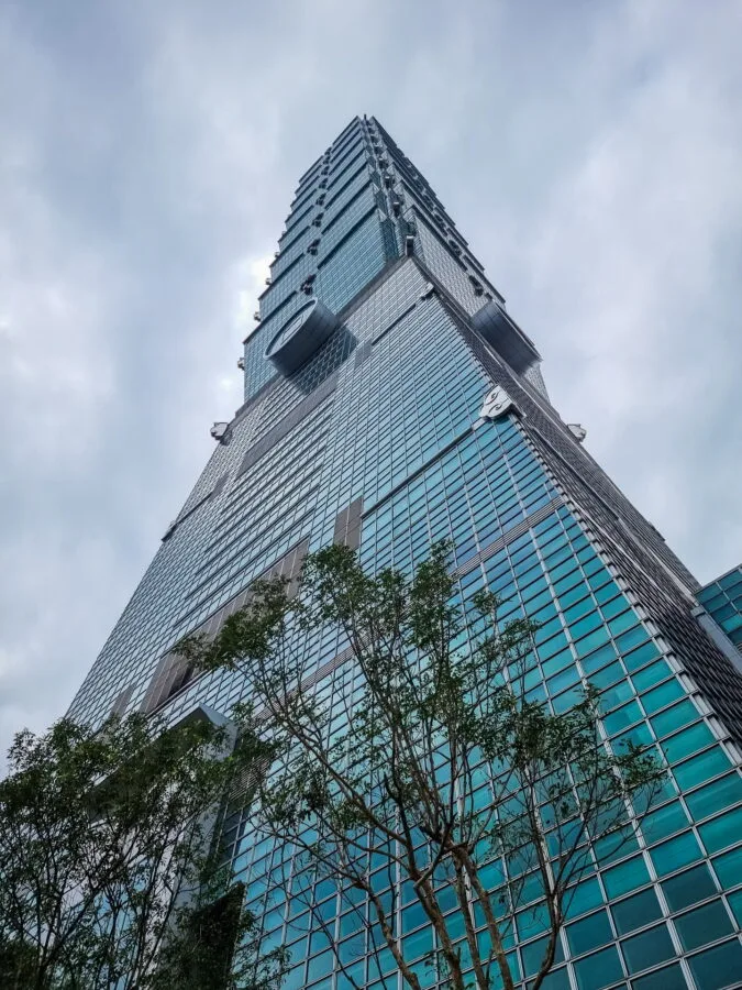 at the foot of the taipei 101 tower taiwan