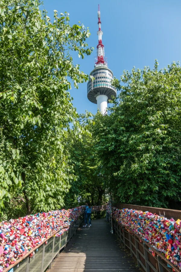 padlock and seoul tower