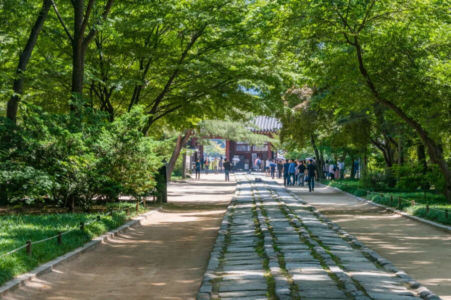 cobblestone path at jongmyo shrine seoul