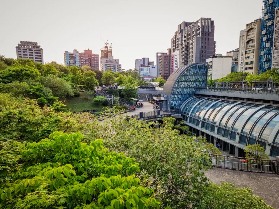 daan park view from taipei metro exit