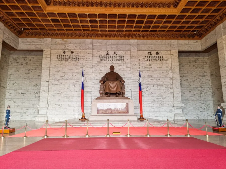 two guards inside main hall chiang kai shek memorial taipei