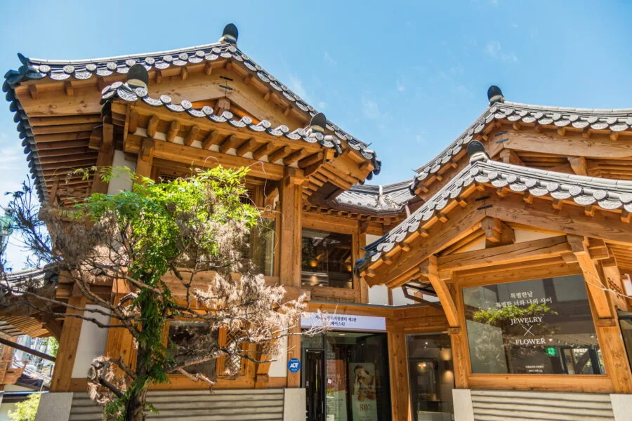 Korean house facade near Jongmyo Shrine Seoul