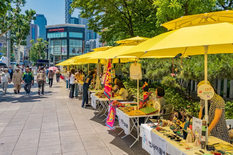 Merchants in front of Tapgol Park Insadong district Seoul