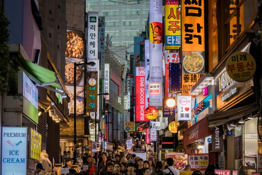 light sign myeongdong district seoul