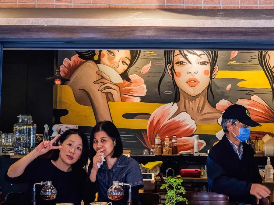 portrait two women restaurant dihua street taipei