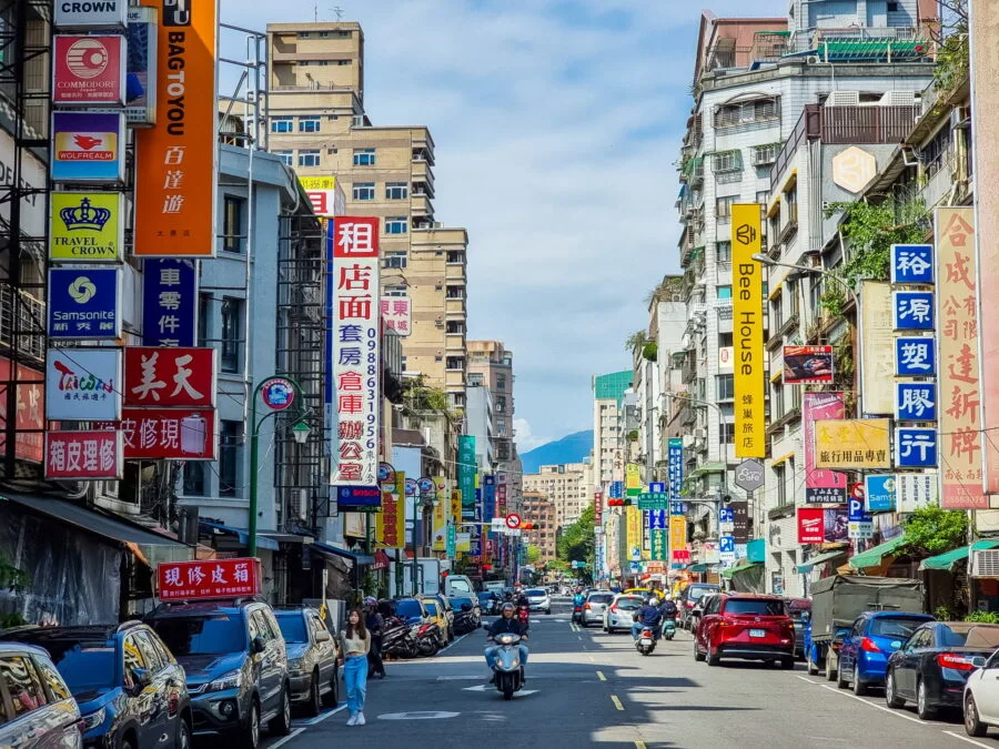 street with signs taipei taiwan