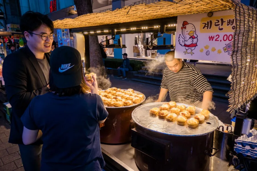 street stall in the heart of myeongdong district seoul